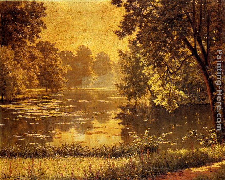 A Wooded River Landscape painting - Henri Biva A Wooded River Landscape art painting